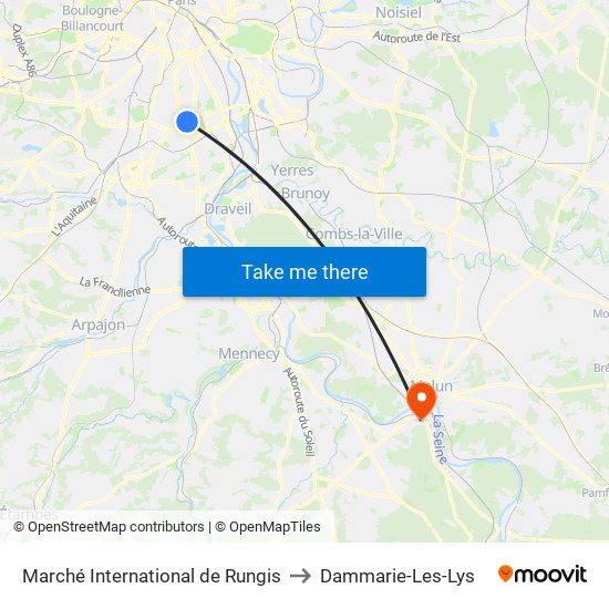 Marché International de Rungis to Dammarie-Les-Lys map