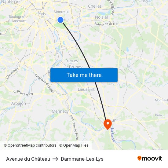 Avenue du Château to Dammarie-Les-Lys map