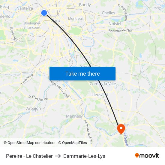 Pereire - Le Chatelier to Dammarie-Les-Lys map