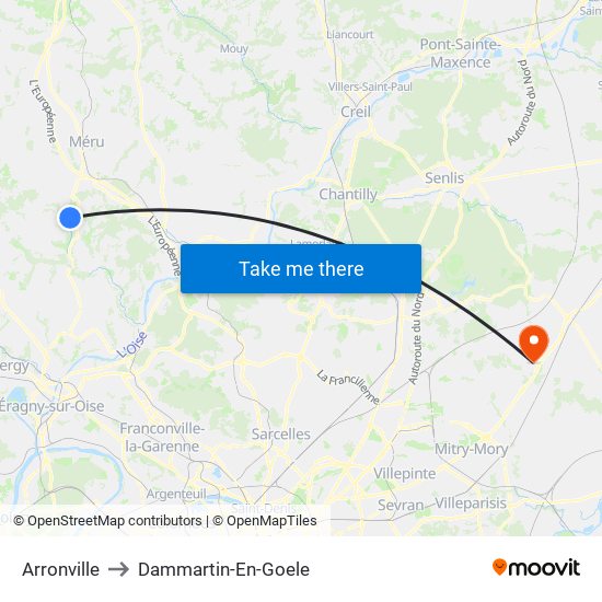 Arronville to Dammartin-En-Goele map