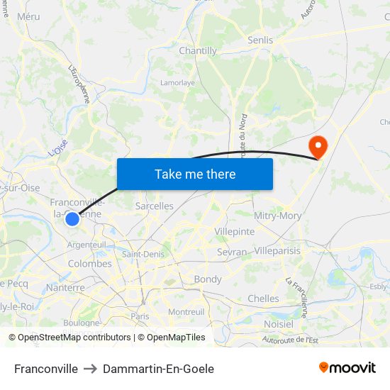 Franconville to Dammartin-En-Goele map