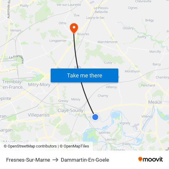 Fresnes-Sur-Marne to Dammartin-En-Goele map