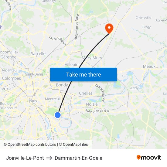 Joinville-Le-Pont to Dammartin-En-Goele map