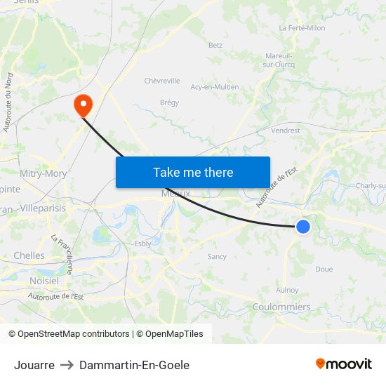 Jouarre to Dammartin-En-Goele map