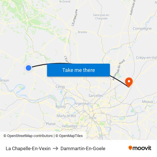 La Chapelle-En-Vexin to Dammartin-En-Goele map