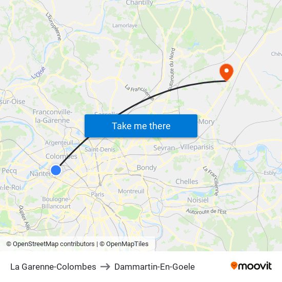 La Garenne-Colombes to Dammartin-En-Goele map