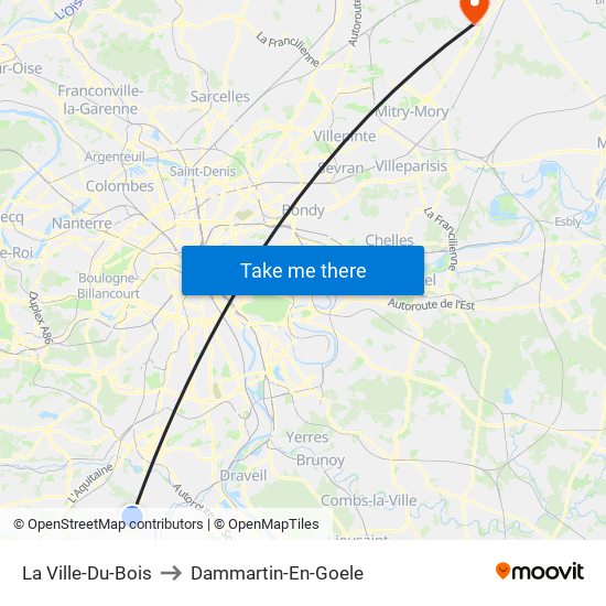 La Ville-Du-Bois to Dammartin-En-Goele map