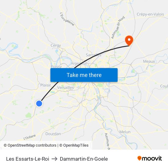 Les Essarts-Le-Roi to Dammartin-En-Goele map