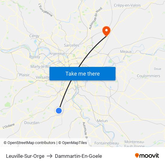 Leuville-Sur-Orge to Dammartin-En-Goele map