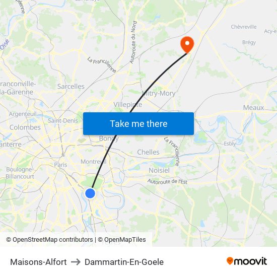 Maisons-Alfort to Dammartin-En-Goele map