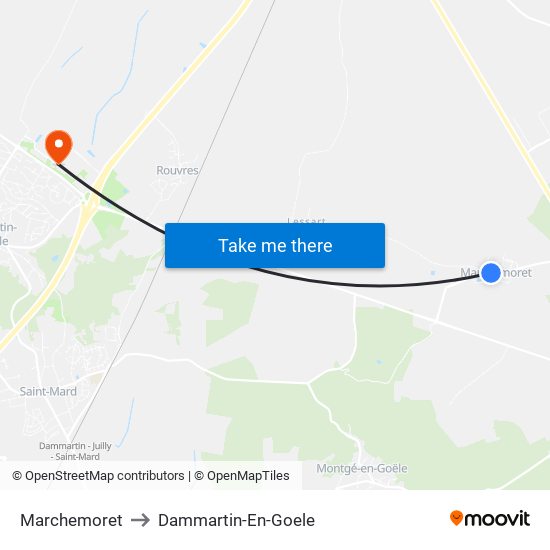 Marchemoret to Dammartin-En-Goele map