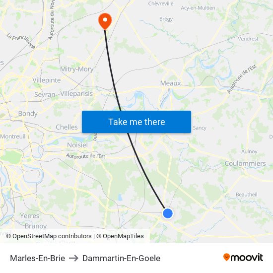 Marles-En-Brie to Dammartin-En-Goele map