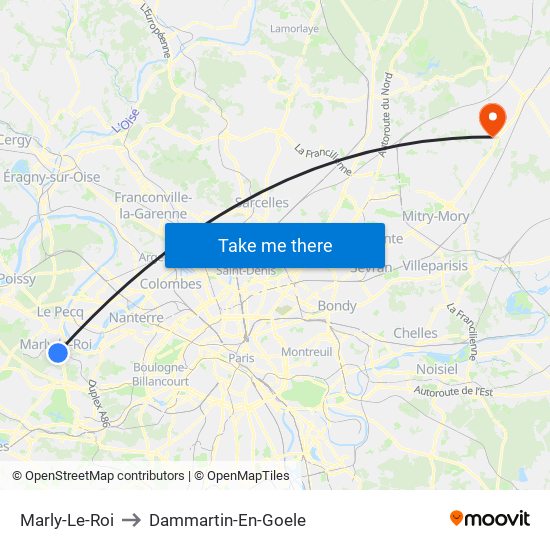 Marly-Le-Roi to Dammartin-En-Goele map