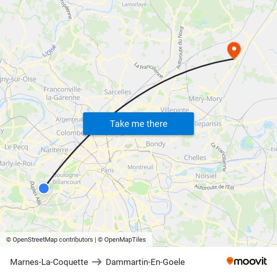 Marnes-La-Coquette to Dammartin-En-Goele map