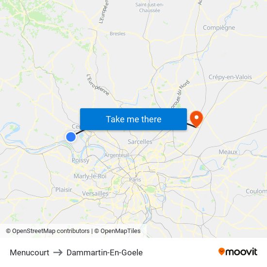 Menucourt to Dammartin-En-Goele map