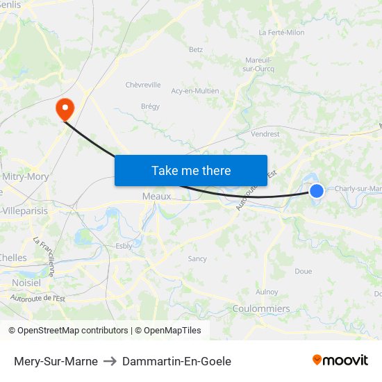 Mery-Sur-Marne to Dammartin-En-Goele map