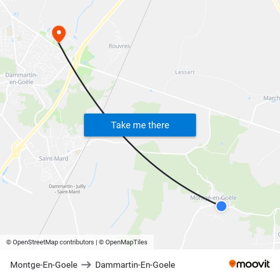 Montge-En-Goele to Dammartin-En-Goele map