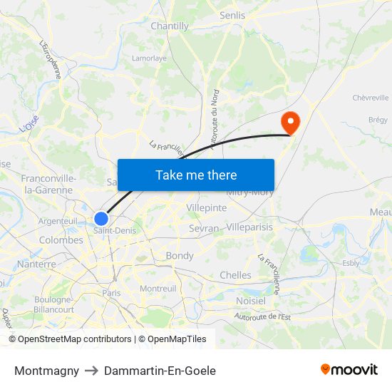 Montmagny to Dammartin-En-Goele map