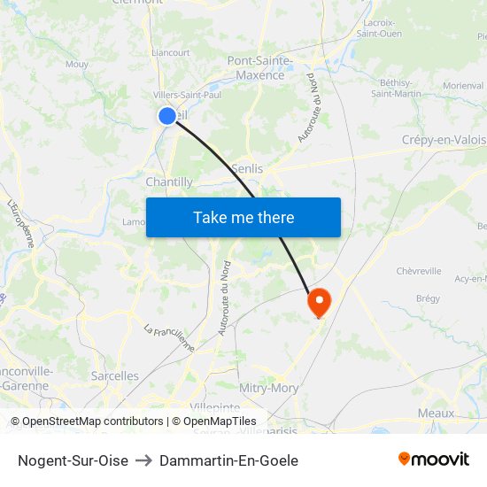 Nogent-Sur-Oise to Dammartin-En-Goele map