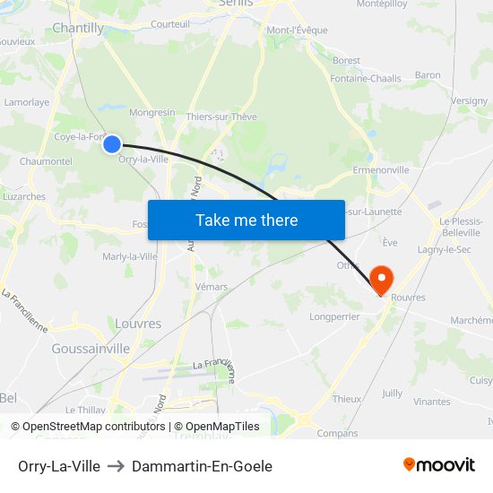 Orry-La-Ville to Dammartin-En-Goele map