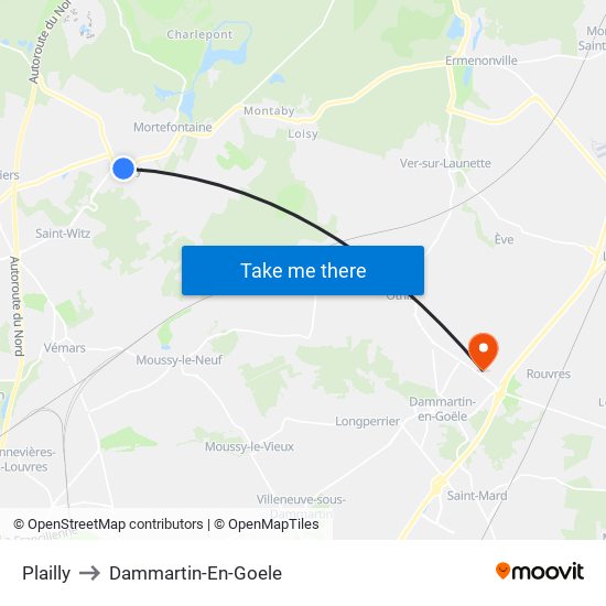 Plailly to Dammartin-En-Goele map