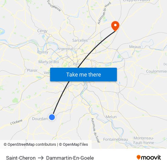 Saint-Cheron to Dammartin-En-Goele map