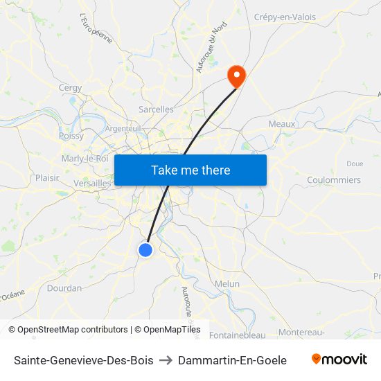 Sainte-Genevieve-Des-Bois to Dammartin-En-Goele map