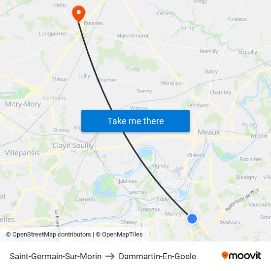 Saint-Germain-Sur-Morin to Dammartin-En-Goele map