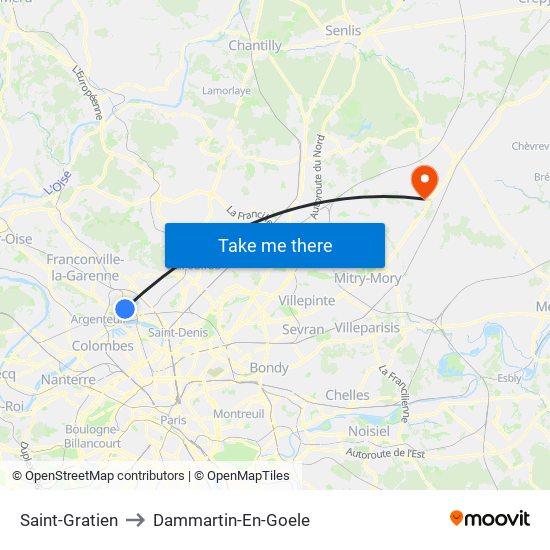 Saint-Gratien to Dammartin-En-Goele map