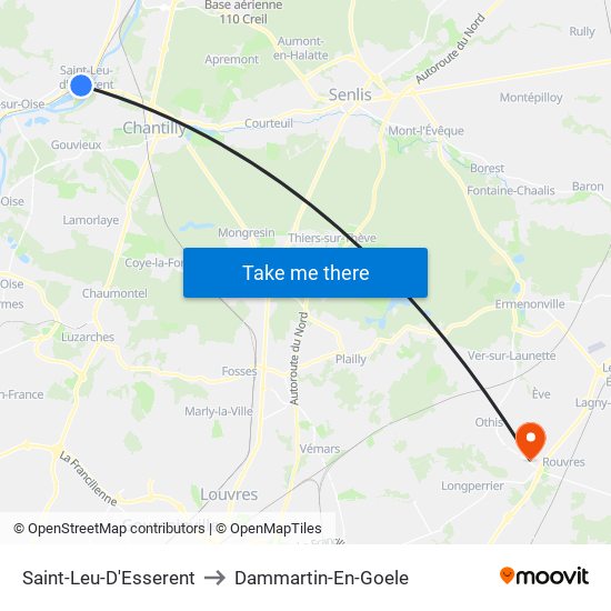 Saint-Leu-D'Esserent to Dammartin-En-Goele map