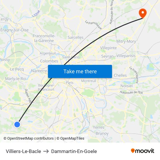 Villiers-Le-Bacle to Dammartin-En-Goele map