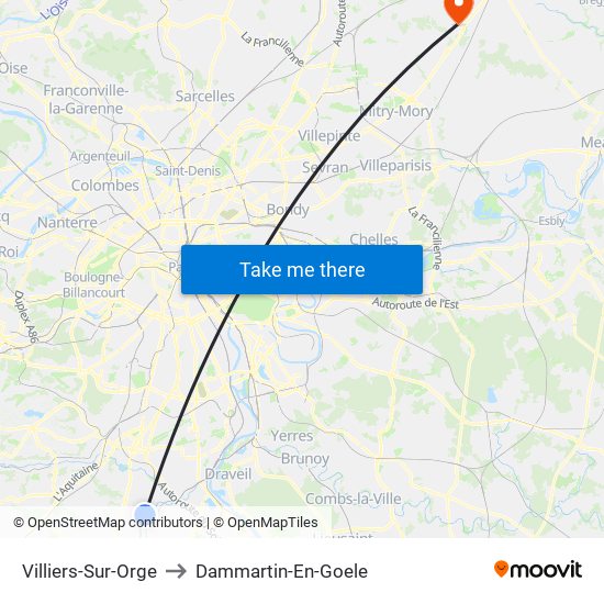 Villiers-Sur-Orge to Dammartin-En-Goele map