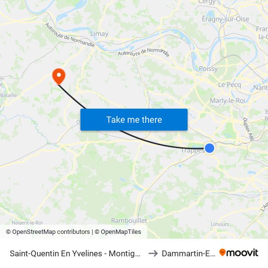 Saint-Quentin En Yvelines - Montigny-Le-Bretonneux to Dammartin-En-Serve map