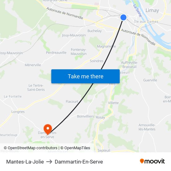 Mantes-La-Jolie to Dammartin-En-Serve map