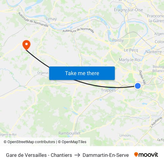Gare de Versailles - Chantiers to Dammartin-En-Serve map