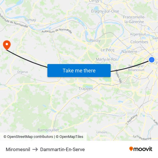 Miromesnil to Dammartin-En-Serve map