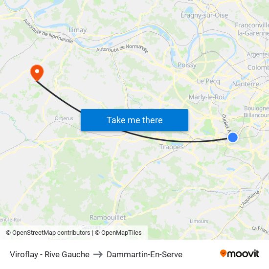 Viroflay - Rive Gauche to Dammartin-En-Serve map