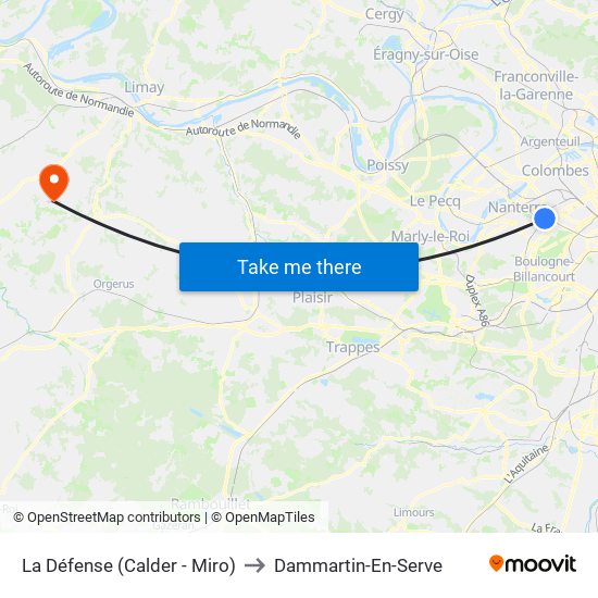 La Défense (Calder - Miro) to Dammartin-En-Serve map