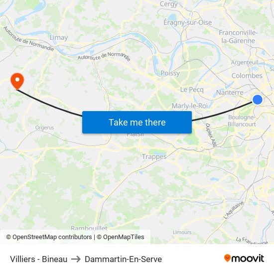 Villiers - Bineau to Dammartin-En-Serve map