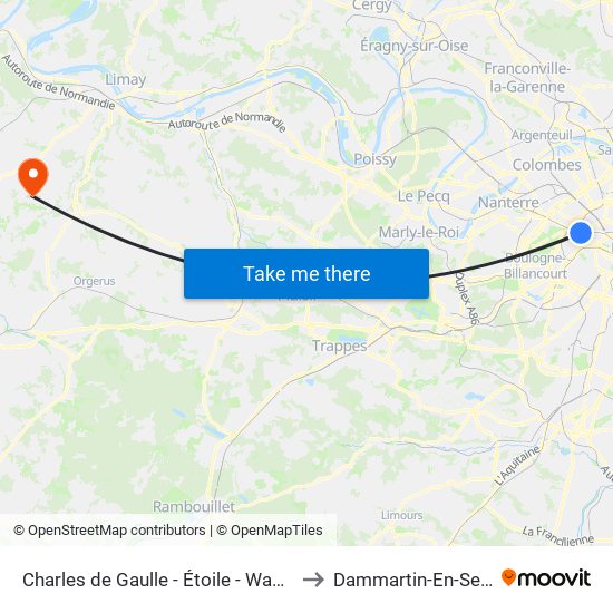 Charles de Gaulle - Étoile - Wagram to Dammartin-En-Serve map