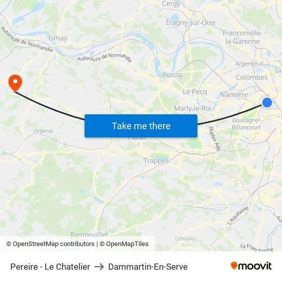Pereire - Le Chatelier to Dammartin-En-Serve map