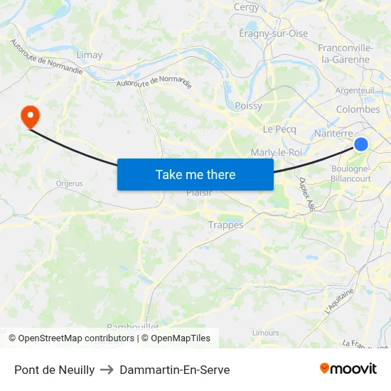 Pont de Neuilly to Dammartin-En-Serve map