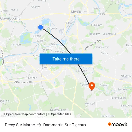 Precy-Sur-Marne to Dammartin-Sur-Tigeaux map
