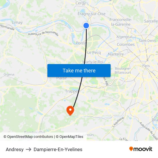 Andresy to Dampierre-En-Yvelines map