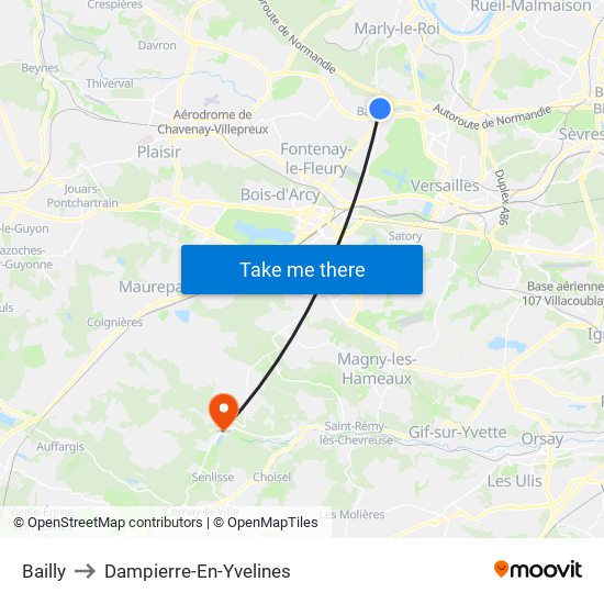 Bailly to Dampierre-En-Yvelines map