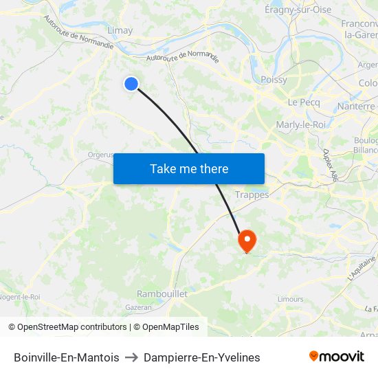 Boinville-En-Mantois to Dampierre-En-Yvelines map