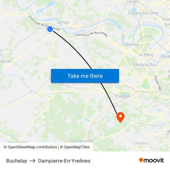 Buchelay to Dampierre-En-Yvelines map