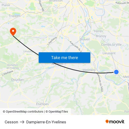 Cesson to Dampierre-En-Yvelines map