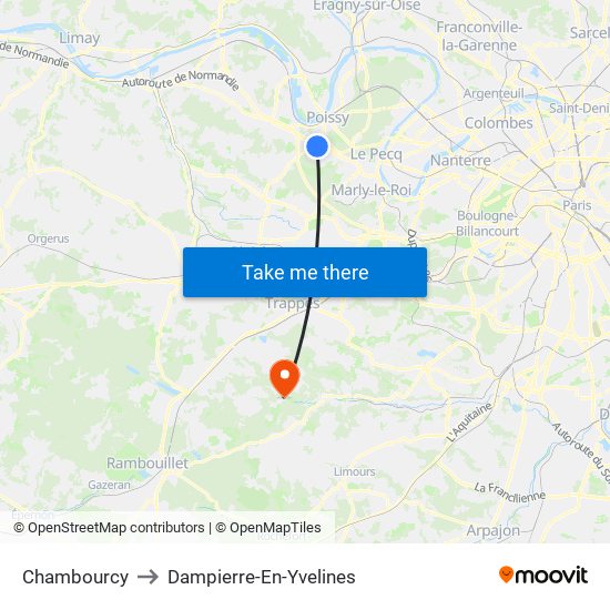 Chambourcy to Dampierre-En-Yvelines map