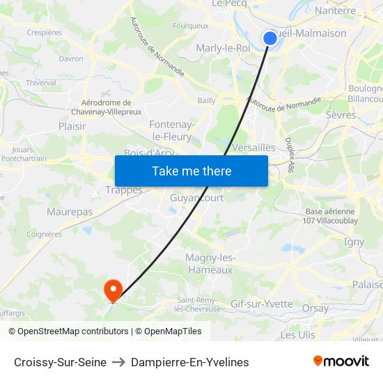 Croissy-Sur-Seine to Dampierre-En-Yvelines map